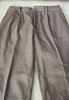 チェック柄 ワンタックパンツ　 ブラウン系