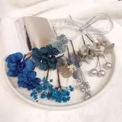 ラスト✿透かしフラワー✿成人式　髪飾り　卒業式　ヘッドパーツ　ヘッドドレス　銀色