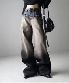 【きょうちん様専用】ダメージドッキンググラデーションヴィンテージルーズデニム