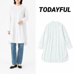 【即日発送】TODAYFUL スタンドカラーオーバーシャツ ホワイト コットンのサムネイル