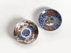 骨董　アンティーク　豆皿　手塩皿　2枚　金襴手　色絵　梅松　大明嘉靖年製