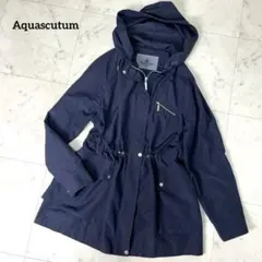 【美品】アクアスキュータム マウンテンパーカー 薄手 ドローコード 紺 L