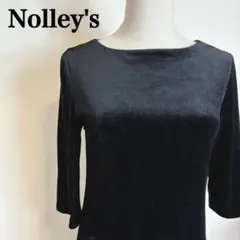 Nolle's ノーリーズ ベロアワンピース 七分袖 黒 シンプル タイト