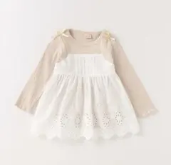 petit main レースチュニックドッキングTシャツ　100cm