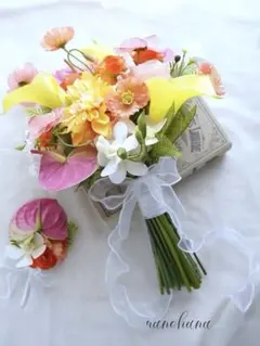 【送料込み‼️】アーティフィシャルフラワー　ウェディングブーケ　リゾート