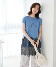 chocol raffine robe フレンチスリーブ裾レースロゴチュニックのサムネイル