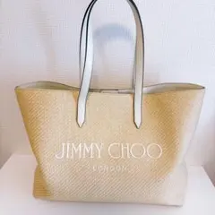 美品　JIMMY CHOO トートバッグ ラフィア調 ホワイト　かごバック 2026年最新】ジミーチュウ ラフィアの人気アイテム - メルカリ
