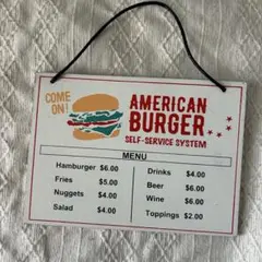 ハンバーガー レトロ 看板 ウォールサイン