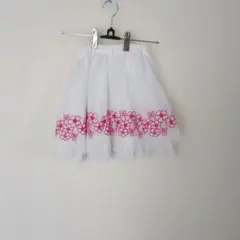 JonaMichelle ホワイト チュールスカート ピンク花柄刺繍　6/6X
