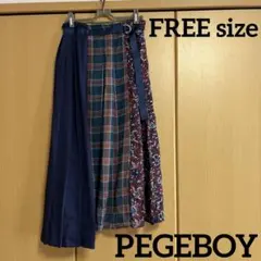 も86★値下げ★◎非対称スカートプリーツ/チェック柄