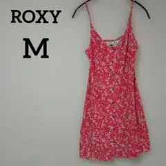 ROXY【M】 小花柄 キャミひざ丈ワンピース レッド/ホワイト