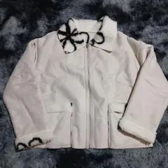 フリースジャケット　フリース　ブルゾン　リバーシブル　裏ボア オフホワイト