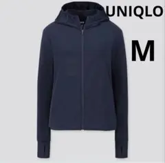 【美品】UNIQLOエアリズムUVカットメッシュパーカー（長袖）　ネイビー　M
