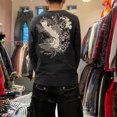 平成 00s アーカイブ y2k グランジ 鯉 和柄 バックプリント ロンT