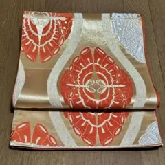 オレンジと金色の花柄袋帯