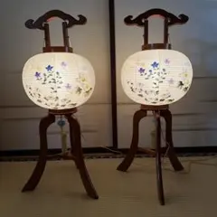 盆提灯 2個セット 木製スタンド 花柄 - メルカリ