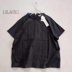 新品 LILASIC リラシク　コットン天竺 切替えタックプルオーバー　ブラックのサムネイル