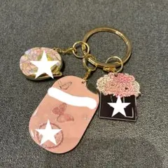 アクリルチャームキーホルダー☆花 C ピンク　蝶々