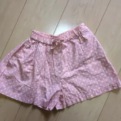 サーモンピンク お花の水玉模様 キュロットスカート110-125cm