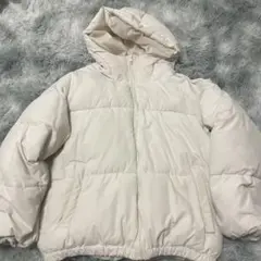 ホワイト フード付き ダウンジャケット