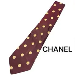 超希少・チェーン付】CHANEL ネクタイ バーガンディ カメリア柄 シルクのサムネイル