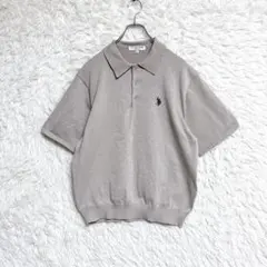 U.S. POLO ASSN. ニット ポロシャツ M ベージュ 半袖 刺繍のサムネイル