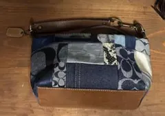 【花柄・パッチワーク】COACH　コーチ　ハンドバッグ　肩掛けショルダー　デニム 花柄・パッチワーク】COACH コーチ ハンドバッグ 肩掛けショルダー