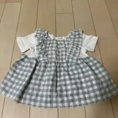 バースデイチェック柄 フリル付き Tシャツ