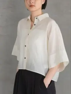 今季美品】デパリエ トリアセテートスラブ フレンチスリーブブラウス 