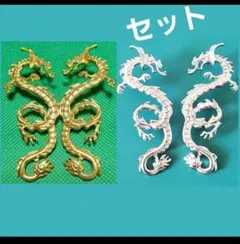 2852・縦長ドラゴンピアス　 2カラー　龍神　登り龍　オルゴナイト素材に