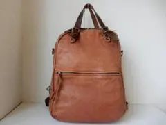 メイドインジャパン☆本革☆☆A4対応☆バックパック　ブラウン(金具/真鍮色)