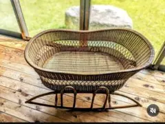 ゆりかご　ラタン　ヴィンテージ 昭和レトロ☆ラタンのゆりかご 存在感のある雰囲気のよい