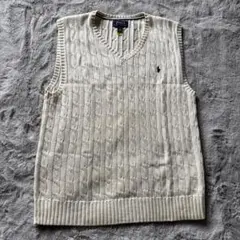 ポロ ラルフローレン　アイボリー Vネック ニット　ベスト　160