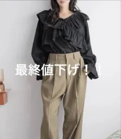 【極美品】【最終値下げ】LOWRYS FARM フリルクロスギャザーブラウスLS