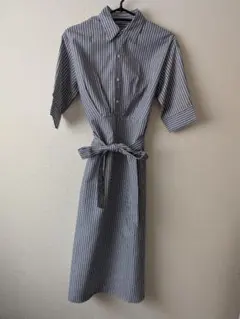 Last /Note ストライプ 七分袖 シャツワンピース Fサイズ