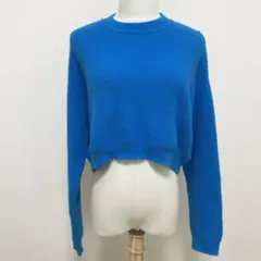 ZARA 鮮やか青　クロップド丈 ニット 長袖　M 柔らか