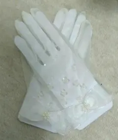 ウェディンググローブ ❤ ショートグローブ リボンオーガンジー