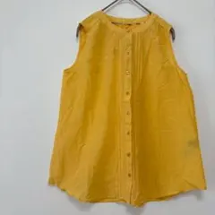 バーバリーブルーレーベル　シルク混　ピンタックブラウス　イエロー　黄色　ロゴ刺繍