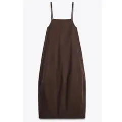 ZARA ボリュームプリーツワンピース ブラウン 今期