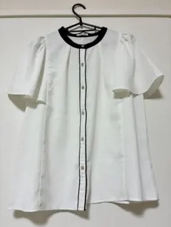 夏服 Honeys ブラウス 半袖 ホワイト 配色