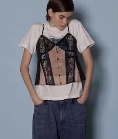 レースビスチェ ブラック/ベージュ