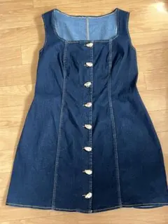 SHEIN Aライン　デニムワンピース　ノースリーブ　ストレッチデニムのサムネイル