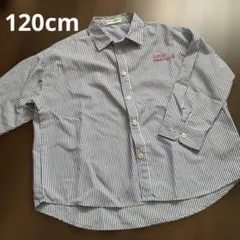 しまむら Little WEEKEND ストライプシャツ 120cm ブルー