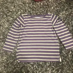 チャオパニックティピー　お洒落な紫ボーダー長袖Tシャツ　100-110サイズのサムネイル