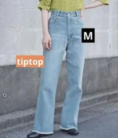 tiptopセミフレアデニムパンツ M フリンジ ライトブルーのサムネイル