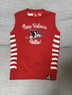 New Balance 赤 ストライプ ノースリーブニットベスト　サイズ1
