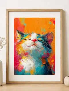 【✨秀麗品✨】 ポジティブな猫のポップアート 絵画 大きいサイズ