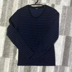 【5351 POUR LES HOMMES】ボーダー柄 Uネック 長袖カットソー