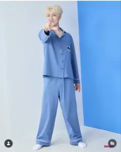 ジェラートピケ ルームウェア フリー カシミヤ混 長袖 サテン パジャマ