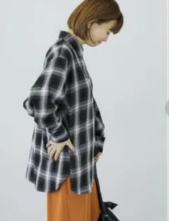 lugnoncure オーバーシャツ　ネルシャツ　チェックシャツ　黒　ブラック